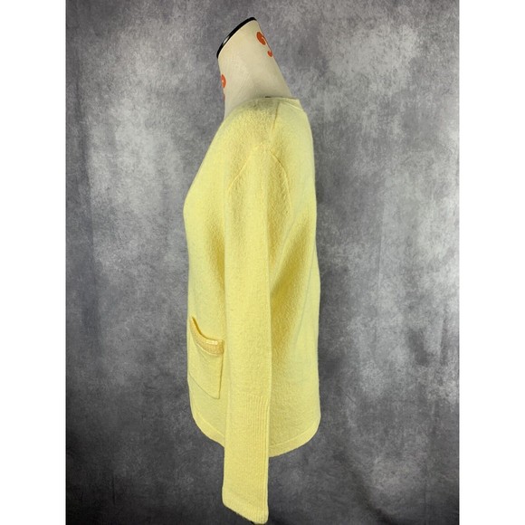 VTG Faded Glory Stretch Women’s L 12-14 Cardigan Sweater Soft  Button Up Yellow - Picture 2 of 12